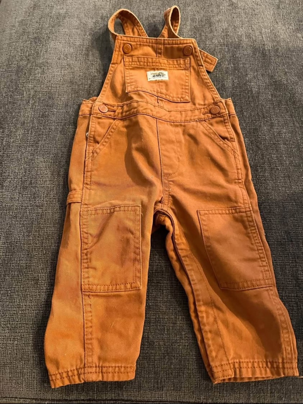 Children's Adjustable Rust Orange Canvas Overalls